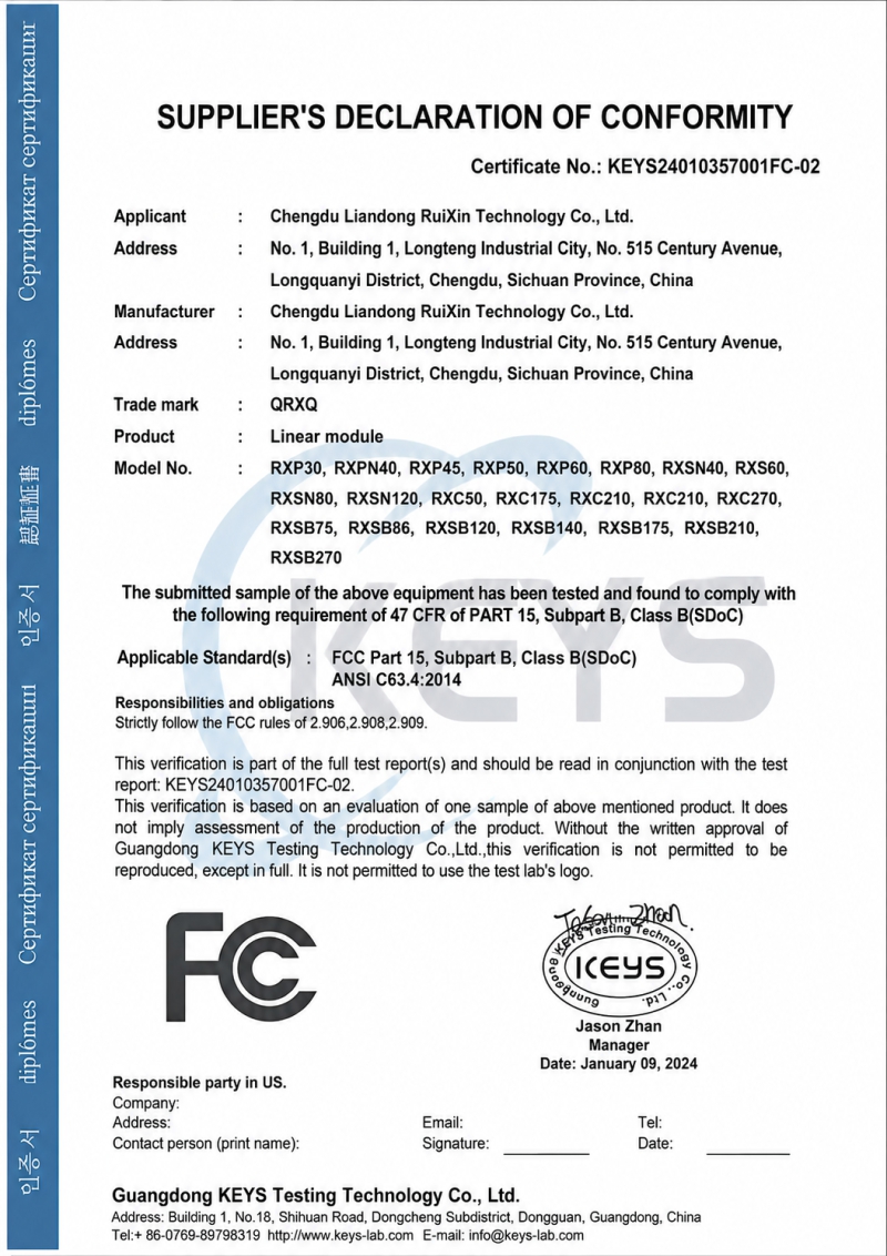 FCC Part 15 Class B Compliance Certificate