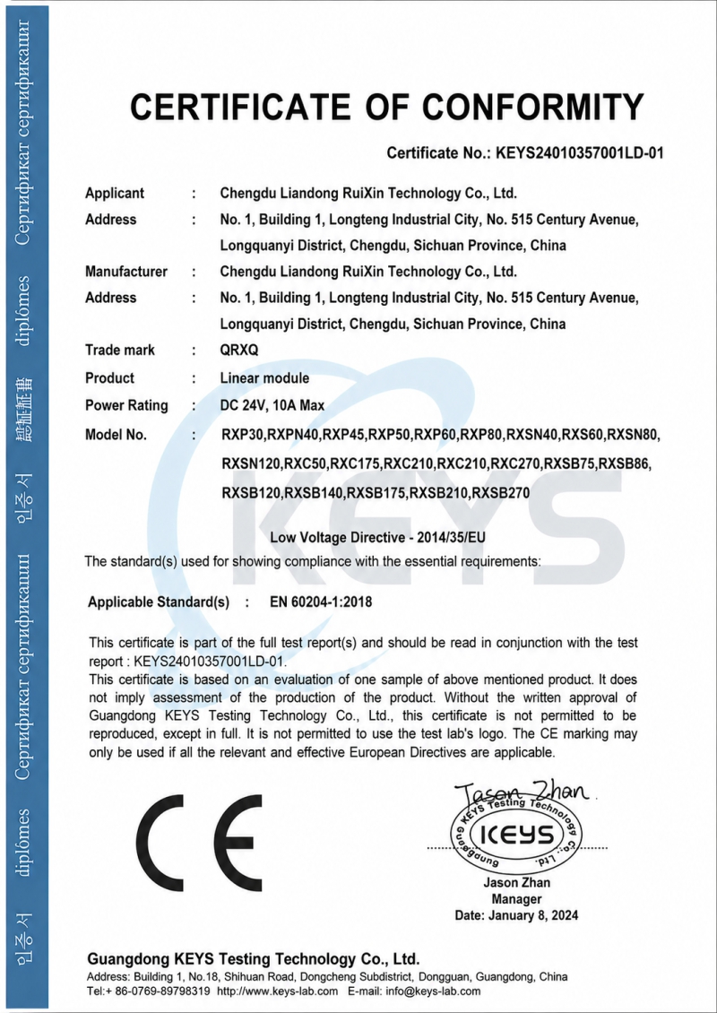 CE Low Voltage Directive (LVD) Compliance Certificate