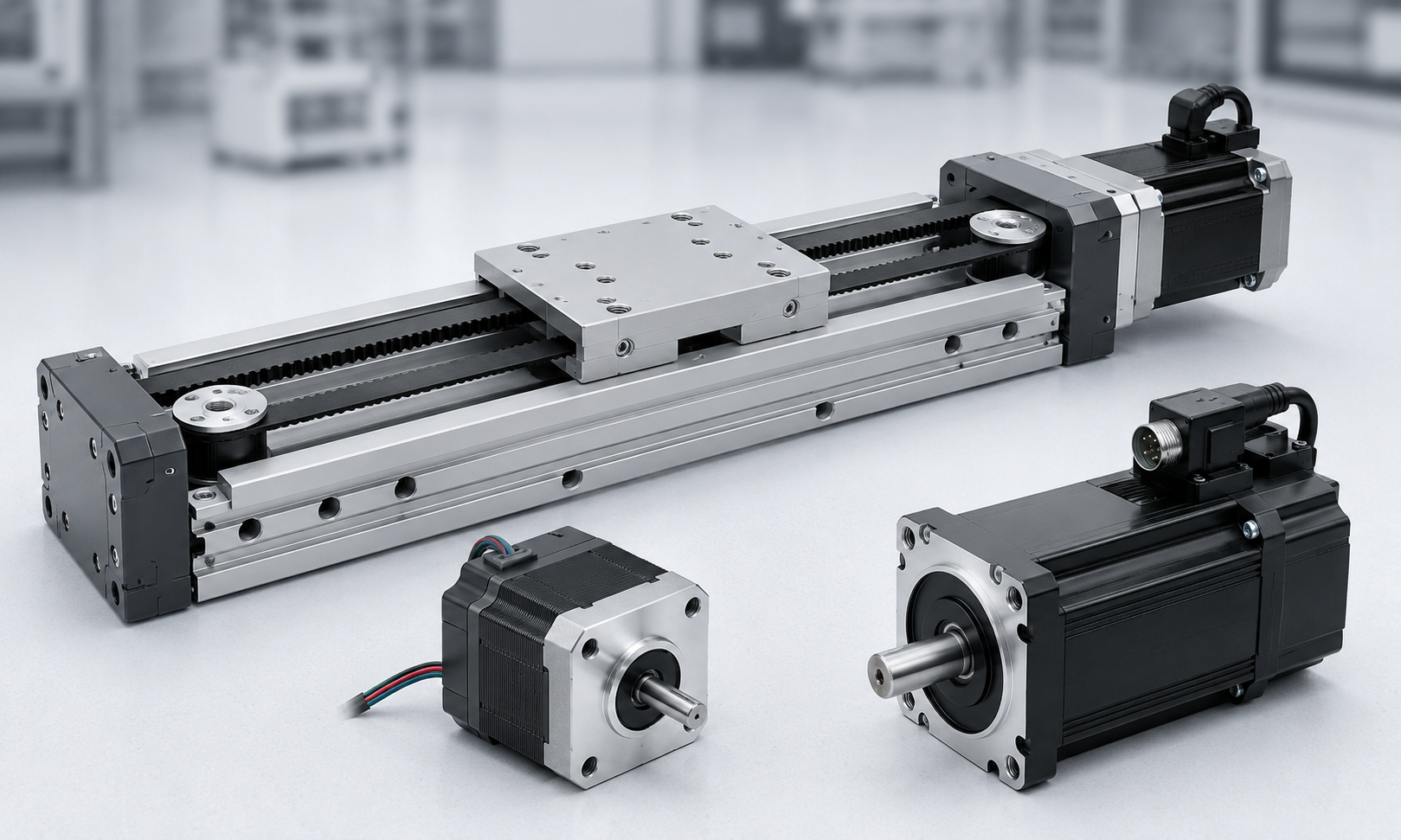 Servo and stepper motor selection for a timing belt linear module